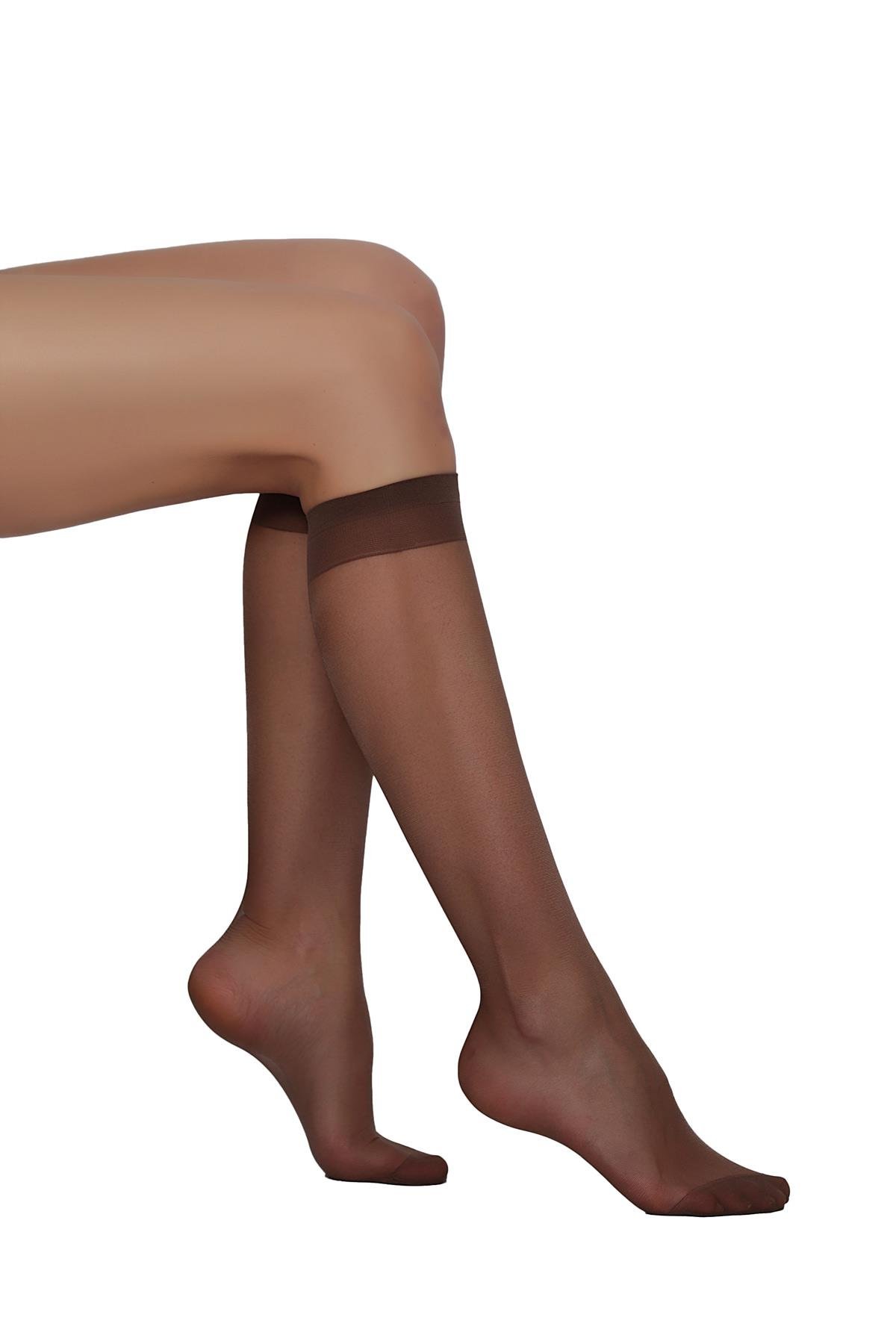 Elit 15 Yarı Mat Dizaltı Çorap VİZON