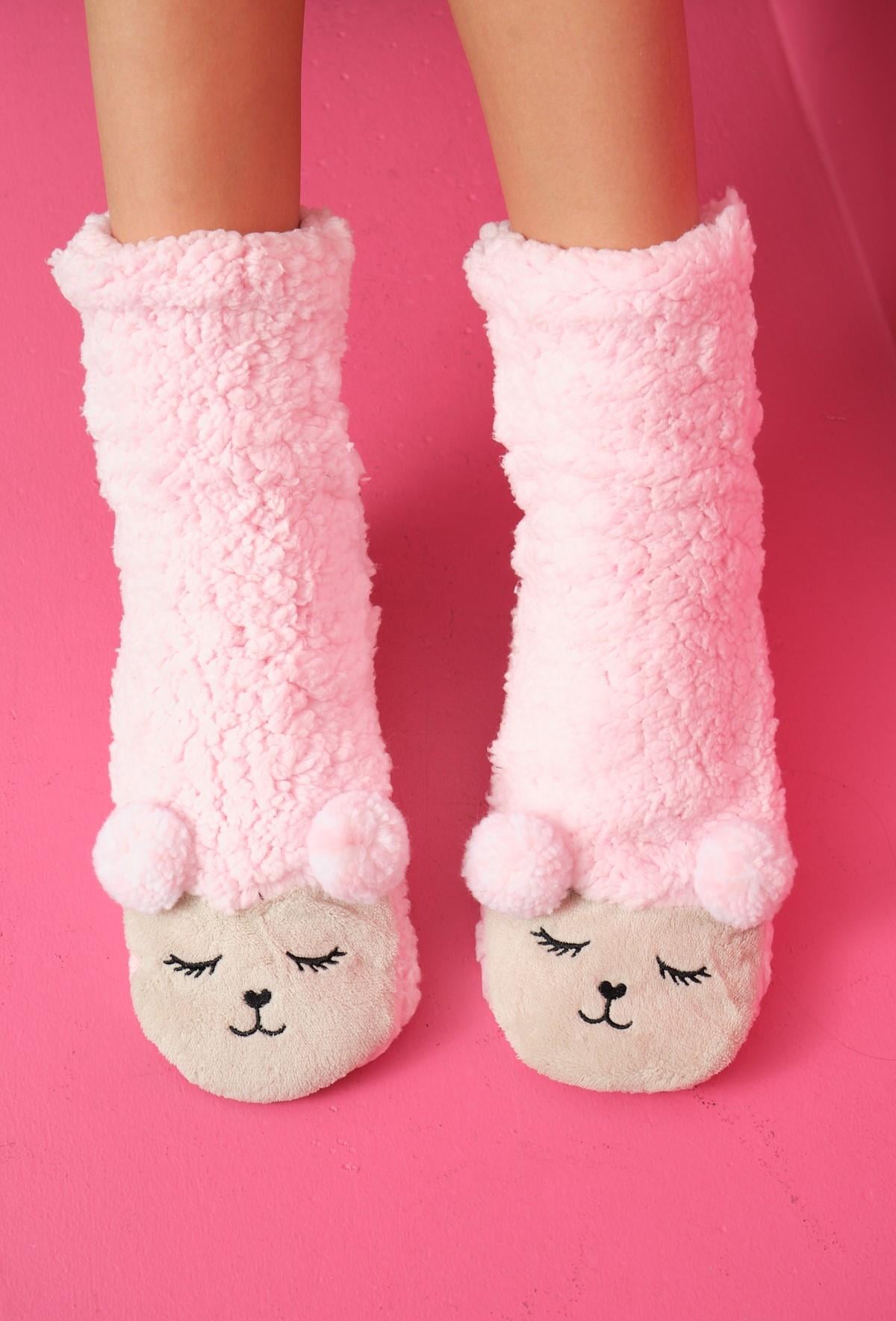 PONPON PELUŞ ÇORAP(36-40 NUMARA) PEMBE