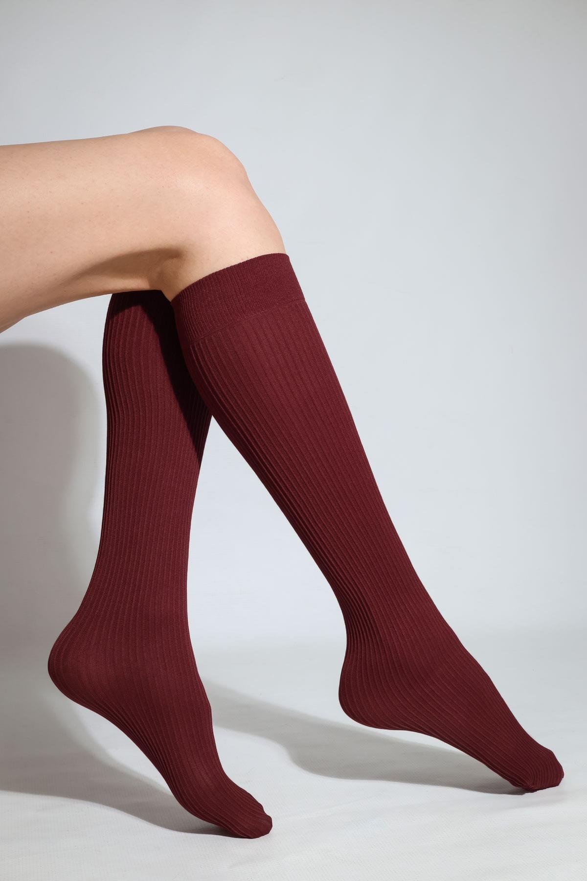 RENA KADIN DİZALTI ÇORAP BORDO