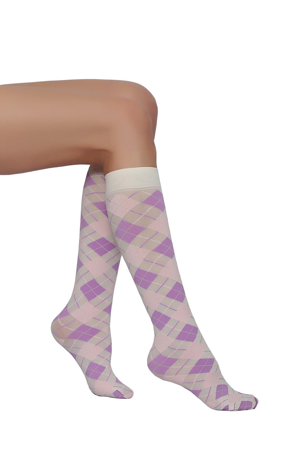Veron Dizaltı Çorap KEMİK-PEMBE*LİLA