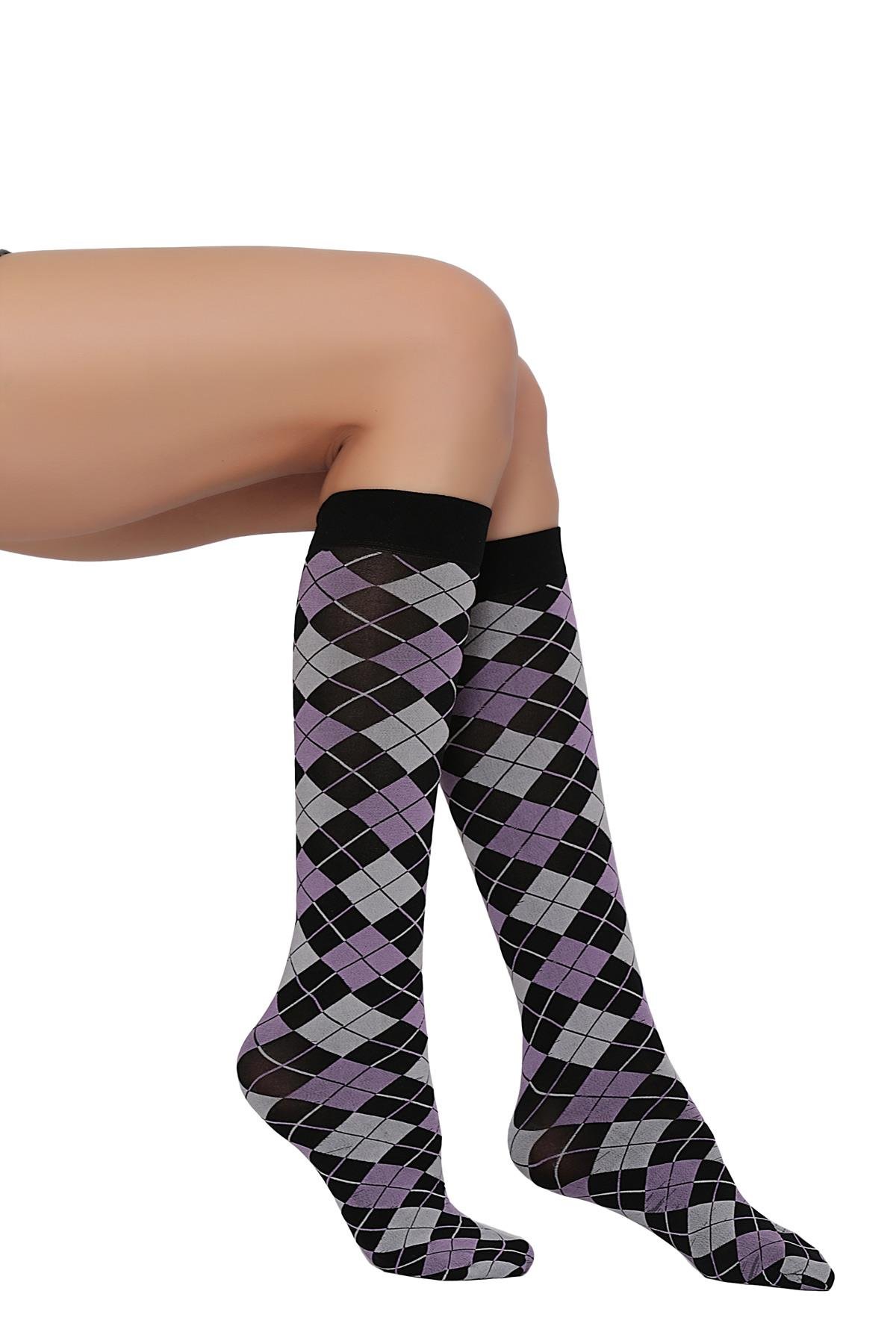 Veron Dizaltı Çorap SİYAH/PEMBE*LİLA