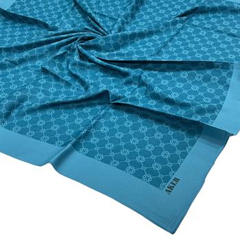 Aker Elegance Monogram Eşarp - Mavi 924