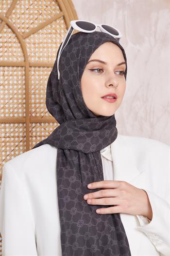 Aker Elegance Monogram Şal - Füme 913