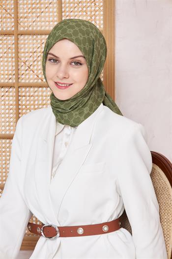 Aker Elegance Monogram Şal - Keten Yeşili 952