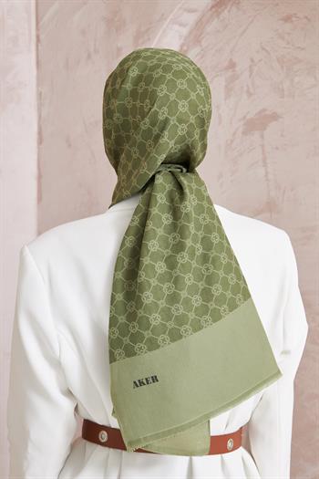 Aker Elegance Monogram Şal - Keten Yeşili 952