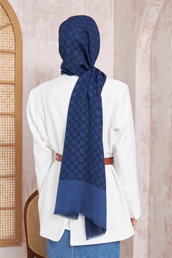 Aker Elegance Monogram Şal - Lacivert 921