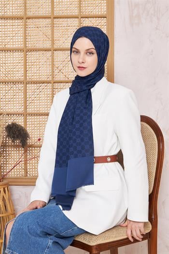 Aker Elegance Monogram Şal - Lacivert 921