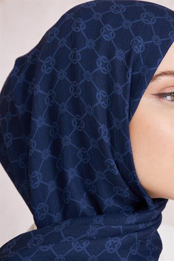 Aker Elegance Monogram Şal - Lacivert 921