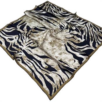 Aker İpek Eşarp - 8478713-922 Bej Lacivert Twill