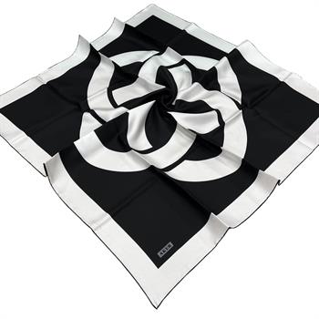 Aker İpek Eşarp - 8800713-911 Siyah Beyaz Twill
