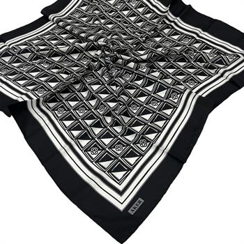 Aker İpek Eşarp - 8968713-912 Siyah Ekru Twill