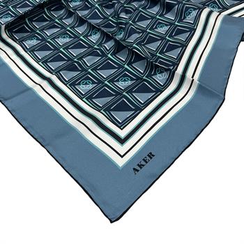 Aker İpek Eşarp - 8968713-913 Metalik Mavi Twill