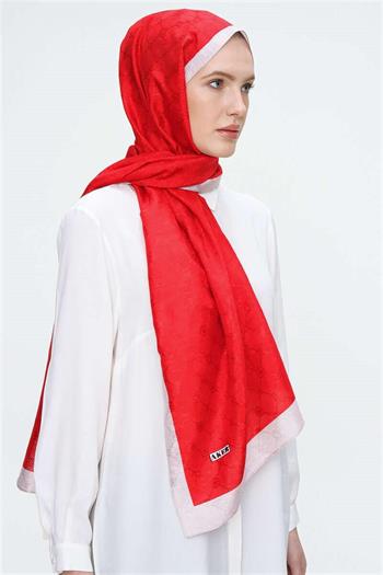 Aker Koza Şal - Kırmızı Krem 916