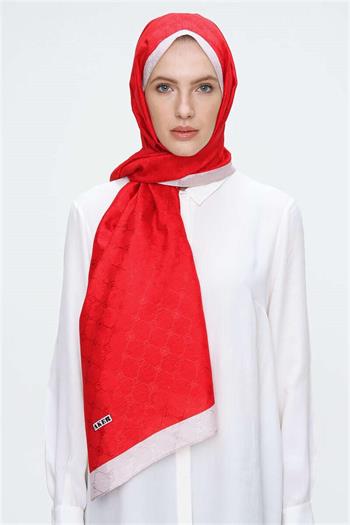 Aker Koza Şal - Kırmızı Krem 916