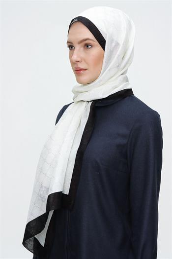 Aker Koza Şal - Krem Siyah 910