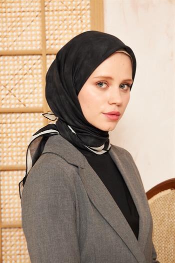 Aker Yaz Serinliği İpek Koton Eşarp - 7208221-412 Siyah Krem