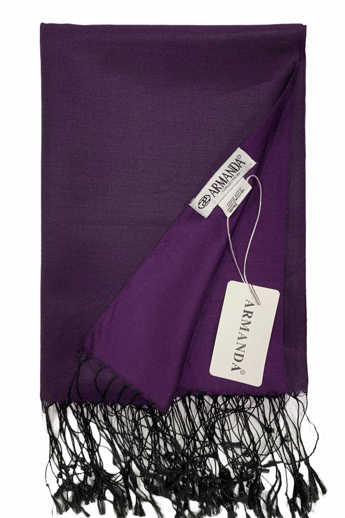 Armanda İpek Şal - Siyah Mürdüm
