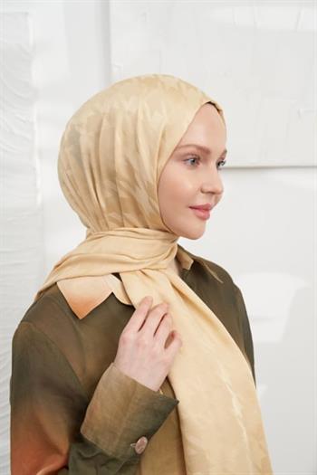 Armanda Jakarlı Şal - Kazayağı Desenli - Dore