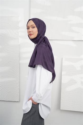 Armanda Jakarlı Şal - Kazayağı Desenli - Mürdüm