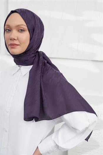 Armanda Jakarlı Şal - Kazayağı Desenli - Mürdüm