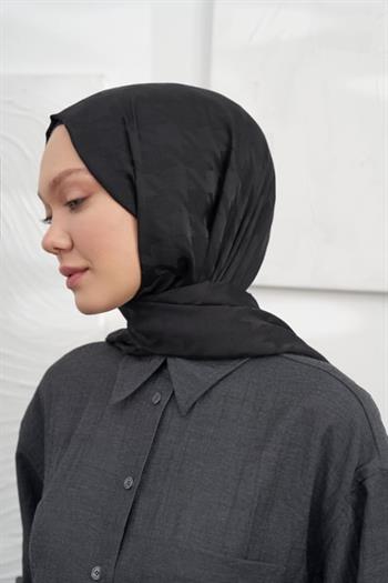 Armanda Jakarlı Şal - Kazayağı Desenli - Siyah