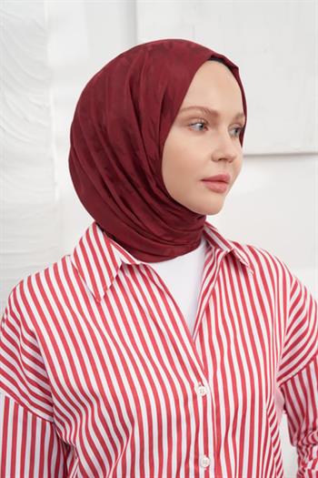 Armanda Jakarlı Şal - Kazayağı Desenli - Bordo