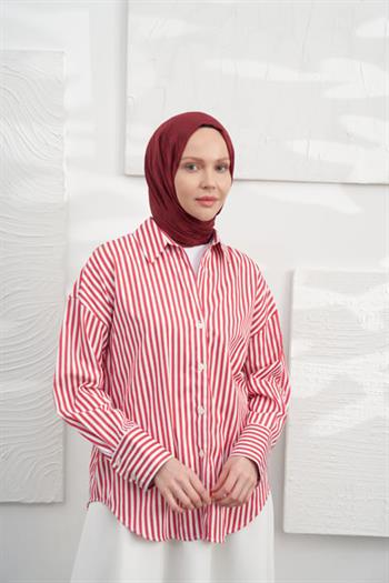 Armanda Jakarlı Şal - Kazayağı Desenli - Bordo