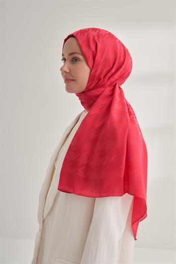 Armanda Jakarlı Şal - Kazayağı Desenli - Fuşya