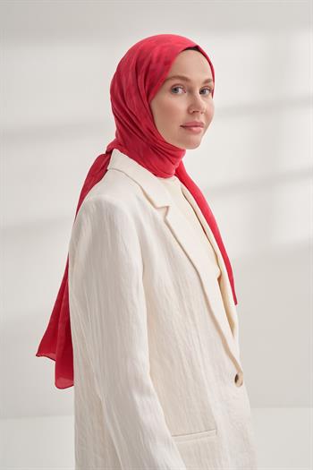 Armanda Jakarlı Şal - Kazayağı Desenli - Fuşya