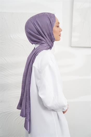 Armanda Jakarlı Şal - Kazayağı Desenli - Leylak