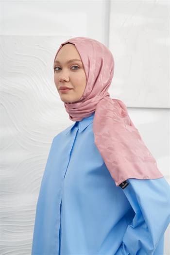 Armanda Jakarlı Şal - Kazayağı Desenli - Pudra