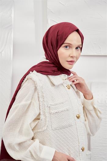 Armanda Jakarlı Şal - Zigzag Desenli - Bordo