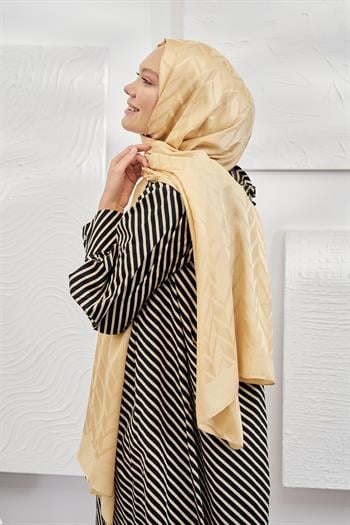 Armanda Jakarlı Şal - Zigzag Desenli - Dore