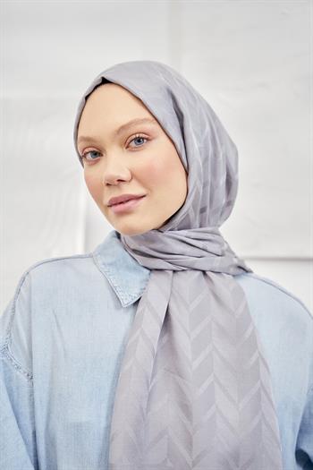 Armanda Jakarlı Şal - Zigzag Desenli - Gri