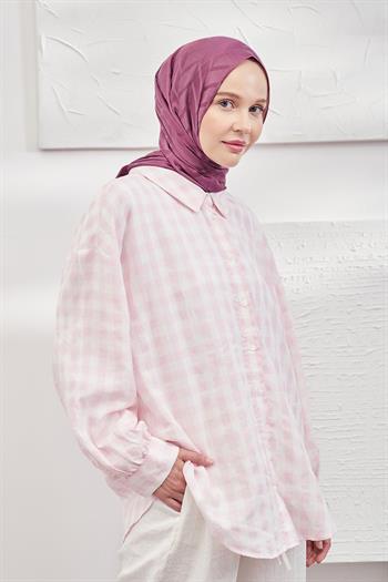 Armanda Jakarlı Şal - Zigzag Desenli - Gül Kurusu