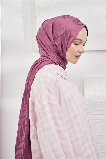 Armanda Jakarlı Şal - Zigzag Desenli - Gül Kurusu