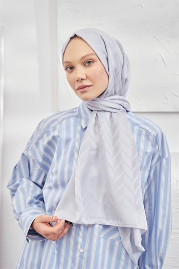 Armanda Jakarlı Şal - Zigzag Desenli - Gümüş