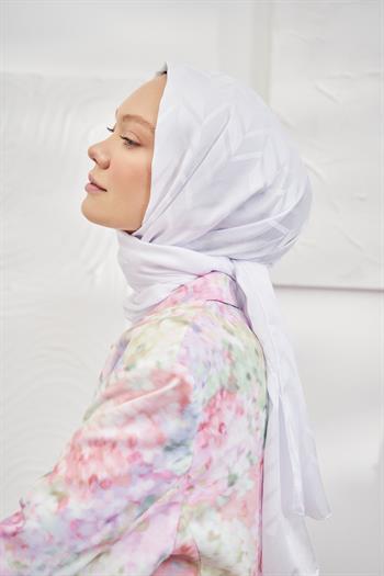 Armanda Jakarlı Şal - Zigzag Desenli - Kırık Beyaz