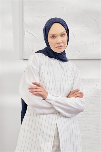 Armanda Jakarlı Şal - Zigzag Desenli - Lacivert