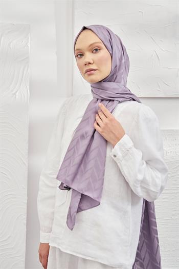 Armanda Jakarlı Şal - Zigzag Desenli - Leylak