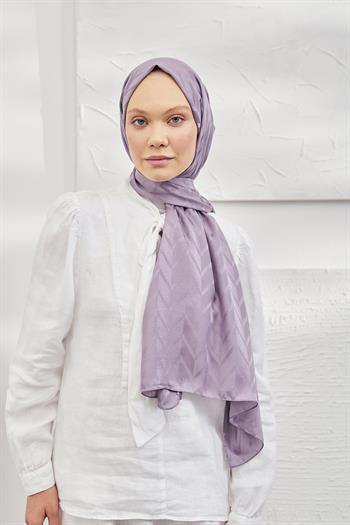 Armanda Jakarlı Şal - Zigzag Desenli - Leylak