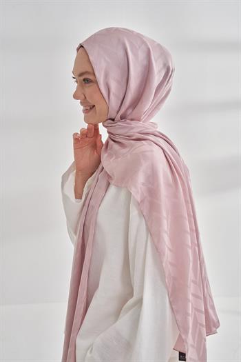 Armanda Jakarlı Şal - Zigzag Desenli - Pudra