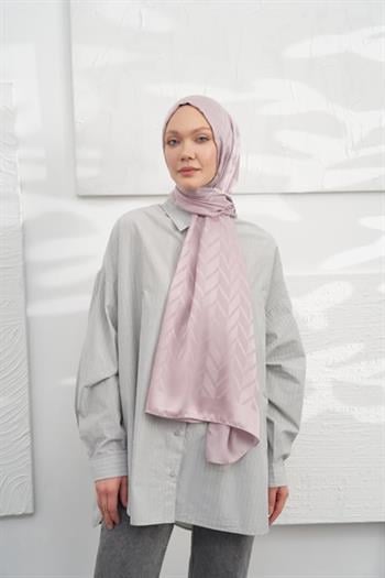 Armanda Jakarlı Şal - Zigzag Desenli - Sisli Pudra