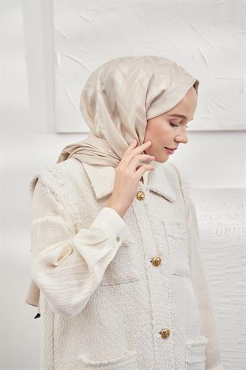 Armanda Jakarlı Şal - Zigzag Desenli - Taş