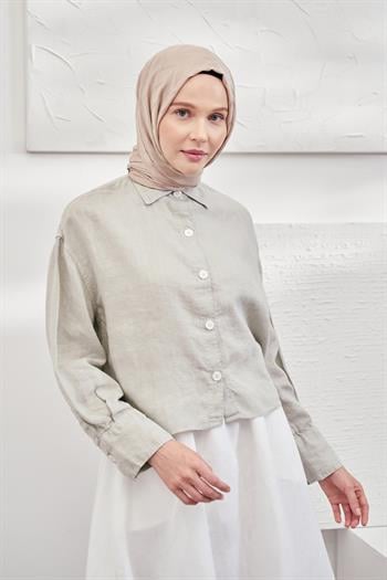 Armanda Jakarlı Şal - Zigzag Desenli - Vizon