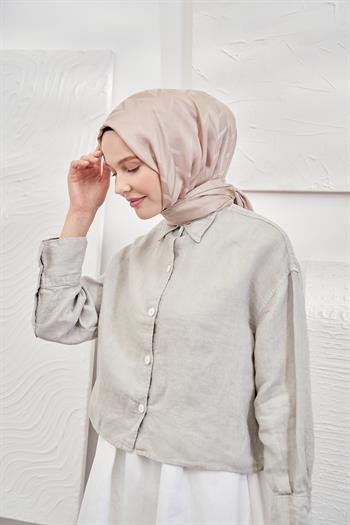 Armanda Jakarlı Şal - Zigzag Desenli - Vizon