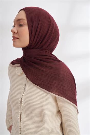 Armanda Müslin Biyeli Şal - Burgundy