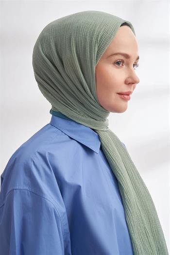 Armanda Müslin Biyeli Şal - Çağla Yeşili