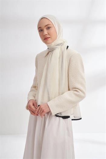 Armanda Müslin Biyeli Şal - Ekru