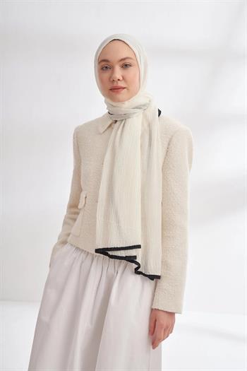 Armanda Müslin Biyeli Şal - Ekru